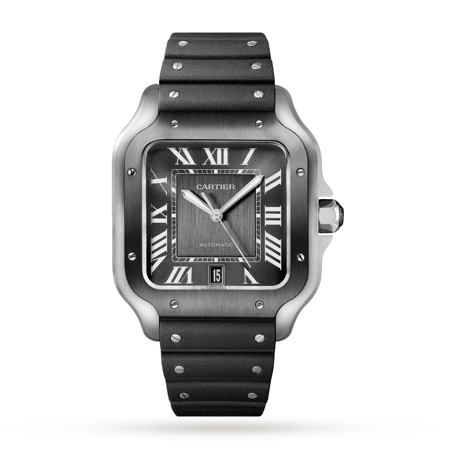Santos de Cartier Large Model | 40mm, Two-Tone Steel & ADLC, Steel, Grey Dial