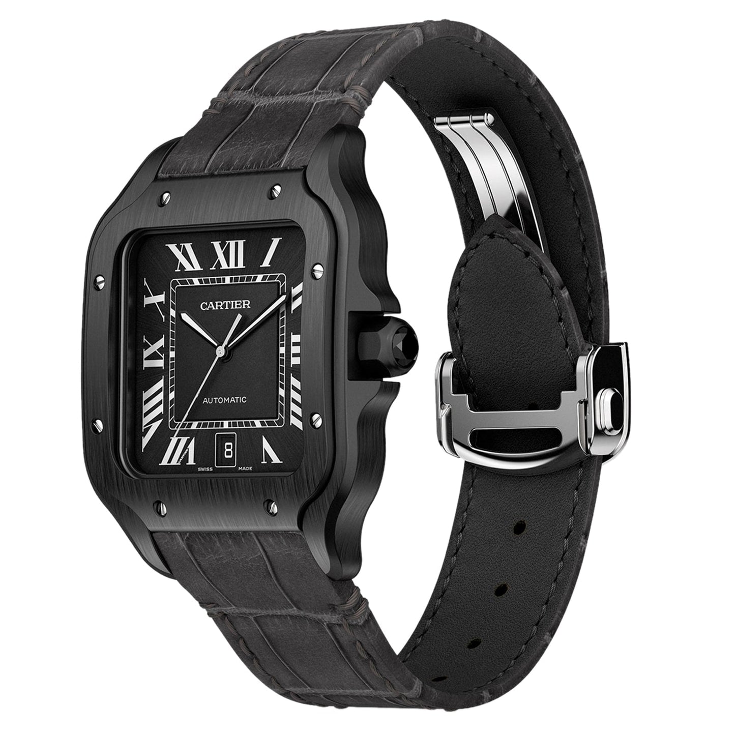 Santos de Cartier Large Model | 40mm, Two-Tone Steel & ADLC, Rubber, Black Dial