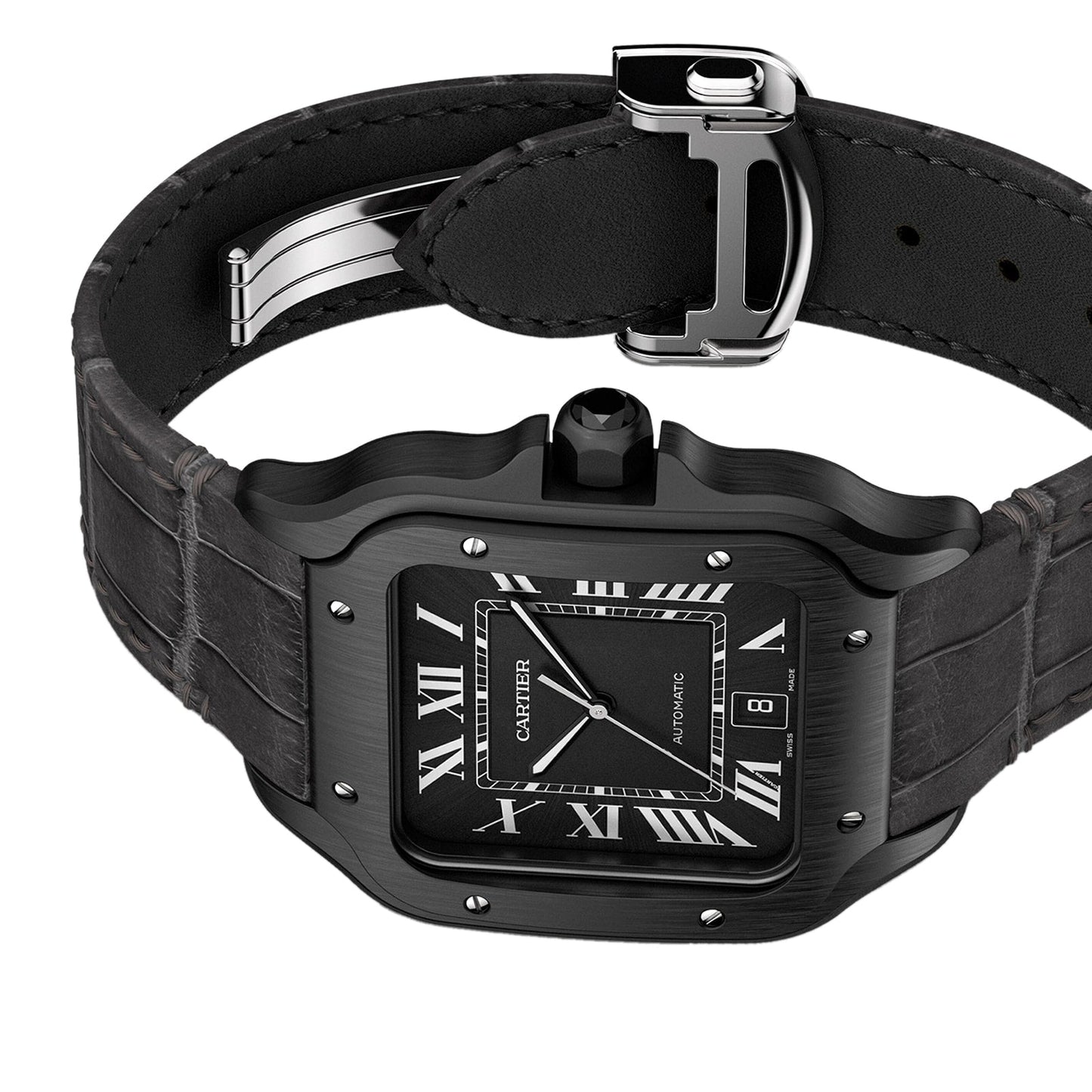 Santos de Cartier Large Model | 40mm, Two-Tone Steel & ADLC, Rubber, Black Dial
