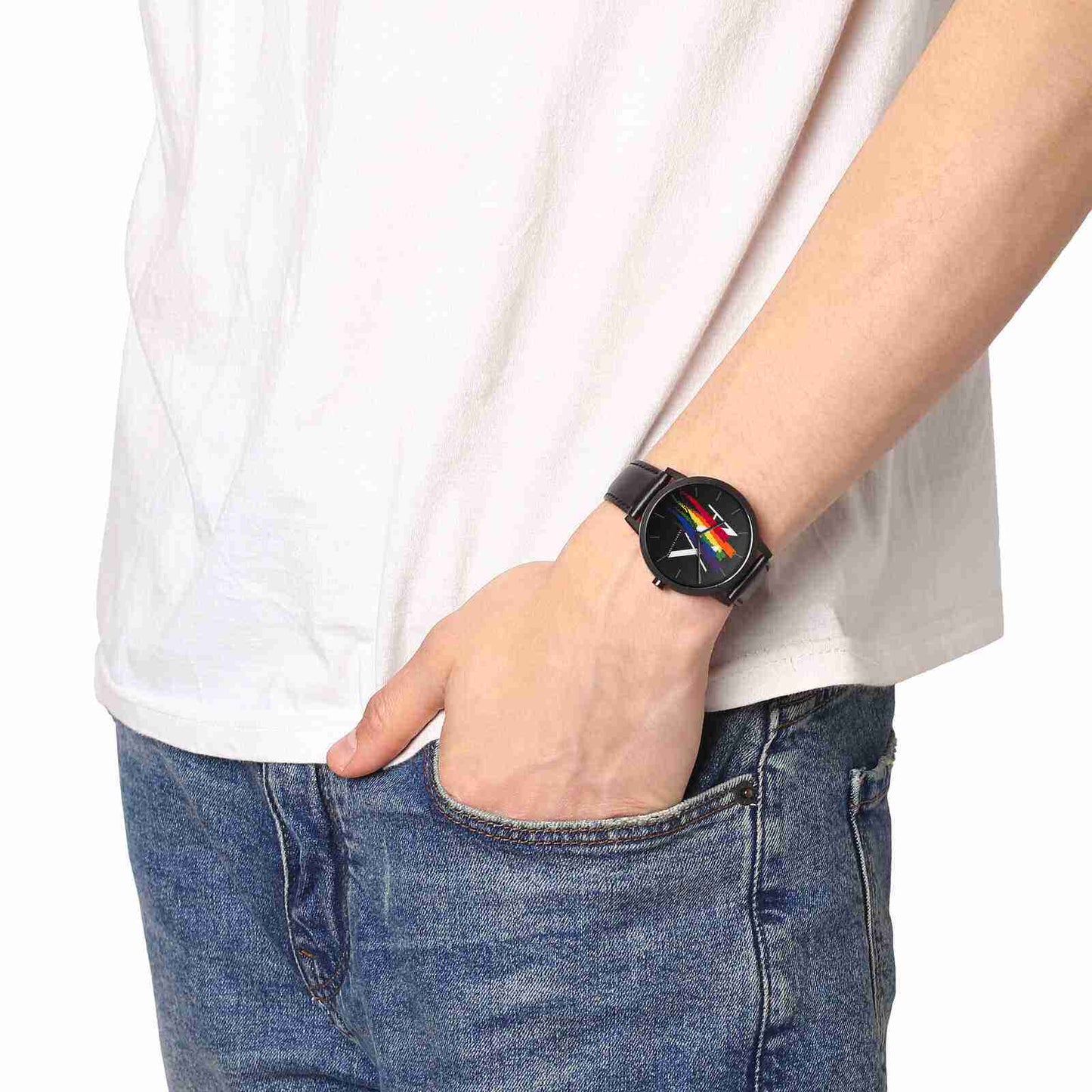 Armani Exchange Cayde AX7120 Men's Analog Watch – Black Dial with Black Leather Strap