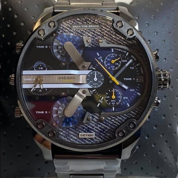 Diesel DZ7331 Big Daddy 2.0 Chronograph Men's Watch – Blue Dial & Grey Stainless Steel Strap