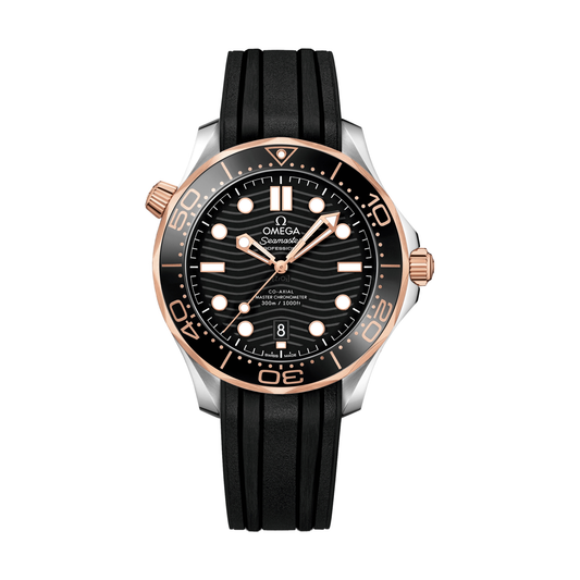 OMEGA Seamaster Diver 300M Stainless Steel and Sedna Gold 42mm - Black on Rubber Strap